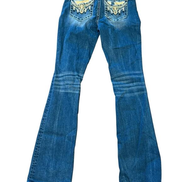 Miss Me Womens Size 26 Bootcut Jeans with Embellished Longhorns Pockets - Picture 1 of 11